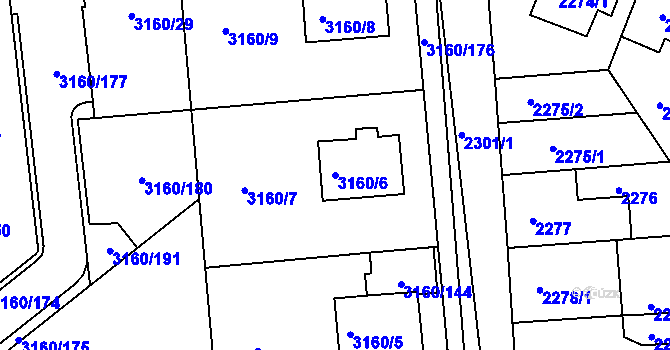 Parcela st. 3160/6 v KÚ Chomutov II, Katastrální mapa