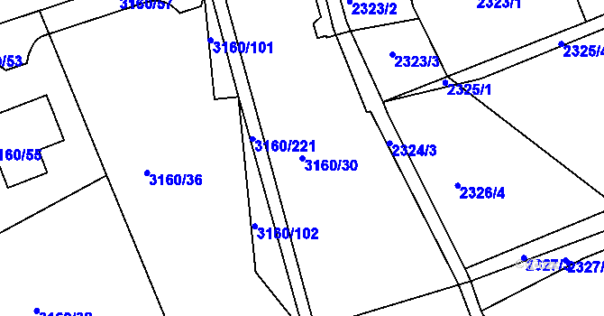 Parcela st. 3160/30 v KÚ Chomutov II, Katastrální mapa