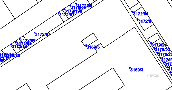 Parcela st. 3169/5 v KÚ Chomutov II, Katastrální mapa