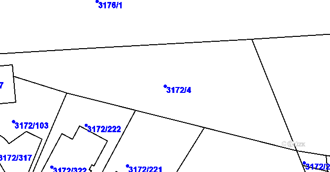 Parcela st. 3172/4 v KÚ Chomutov II, Katastrální mapa