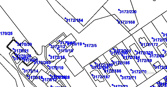 Parcela st. 3172/5 v KÚ Chomutov II, Katastrální mapa