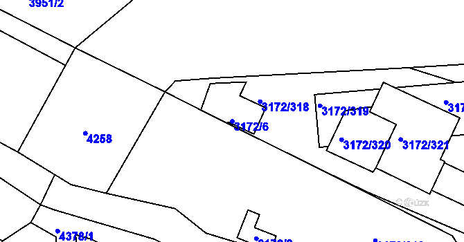 Parcela st. 3172/6 v KÚ Chomutov II, Katastrální mapa