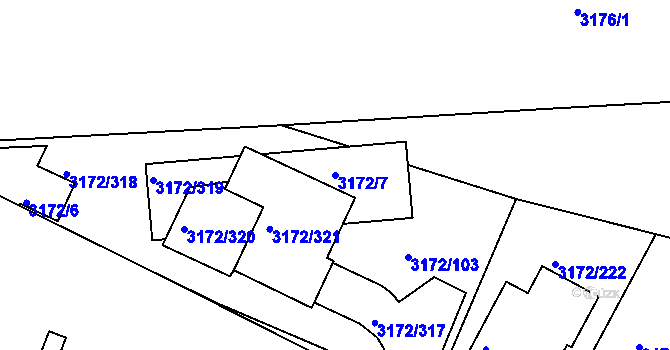 Parcela st. 3172/7 v KÚ Chomutov II, Katastrální mapa