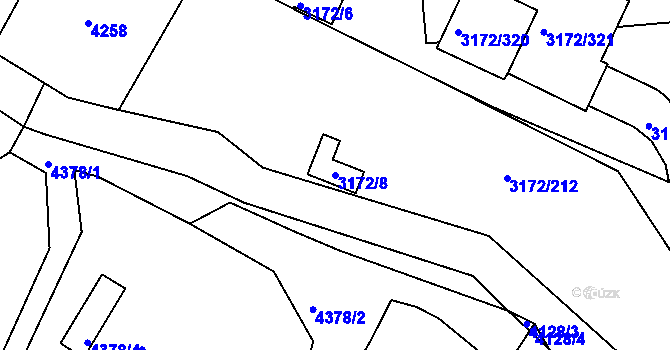 Parcela st. 3172/8 v KÚ Chomutov II, Katastrální mapa
