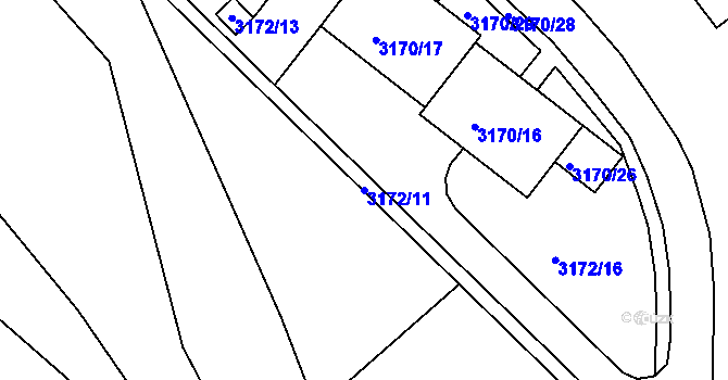 Parcela st. 3172/11 v KÚ Chomutov II, Katastrální mapa