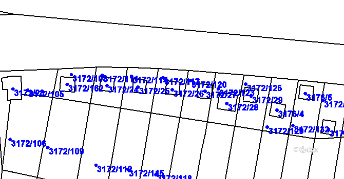 Parcela st. 3172/26 v KÚ Chomutov II, Katastrální mapa