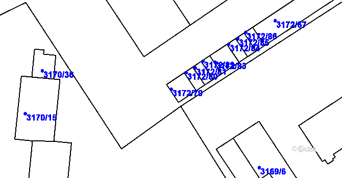 Parcela st. 3172/79 v KÚ Chomutov II, Katastrální mapa