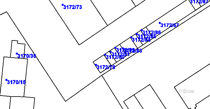 Parcela st. 3172/80 v KÚ Chomutov II, Katastrální mapa