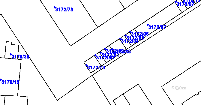 Parcela st. 3172/81 v KÚ Chomutov II, Katastrální mapa