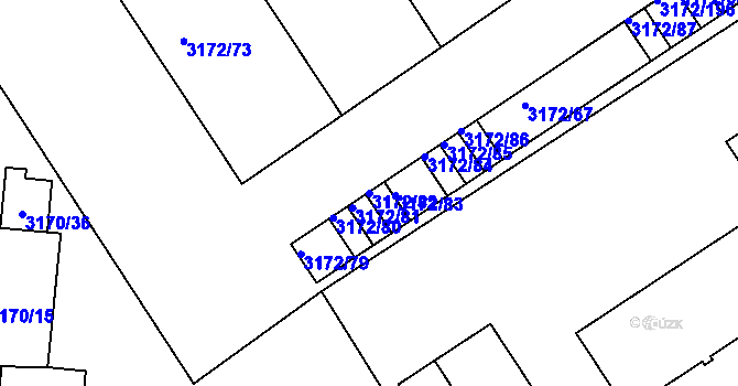 Parcela st. 3172/82 v KÚ Chomutov II, Katastrální mapa