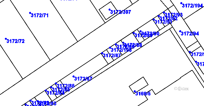 Parcela st. 3172/87 v KÚ Chomutov II, Katastrální mapa