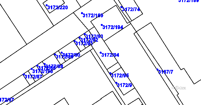 Parcela st. 3172/94 v KÚ Chomutov II, Katastrální mapa