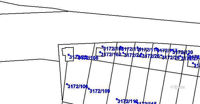 Parcela st. 3172/162 v KÚ Chomutov II, Katastrální mapa
