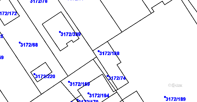 Parcela st. 3172/188 v KÚ Chomutov II, Katastrální mapa