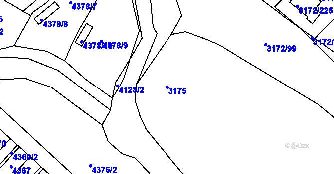 Parcela st. 3175 v KÚ Chomutov II, Katastrální mapa