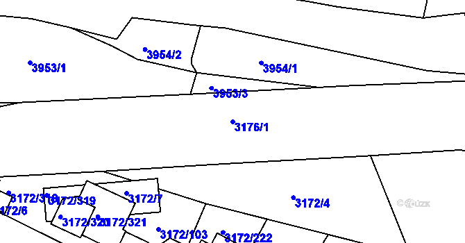 Parcela st. 3176/1 v KÚ Chomutov II, Katastrální mapa