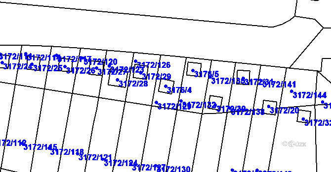 Parcela st. 3176/4 v KÚ Chomutov II, Katastrální mapa
