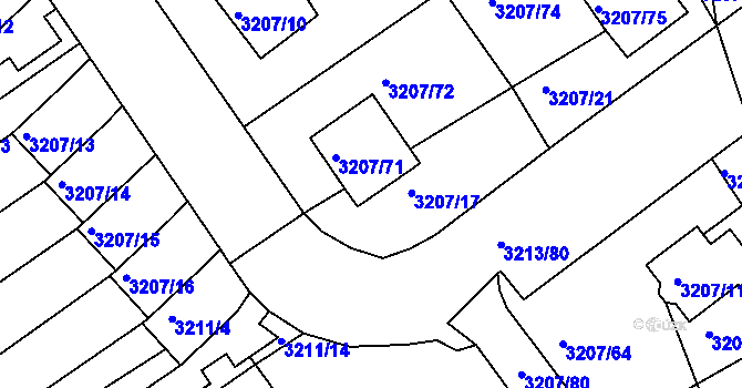 Parcela st. 3207/8 v KÚ Chomutov II, Katastrální mapa