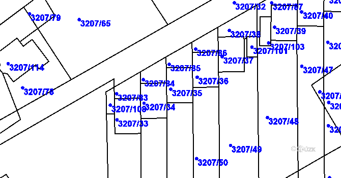 Parcela st. 3207/35 v KÚ Chomutov II, Katastrální mapa