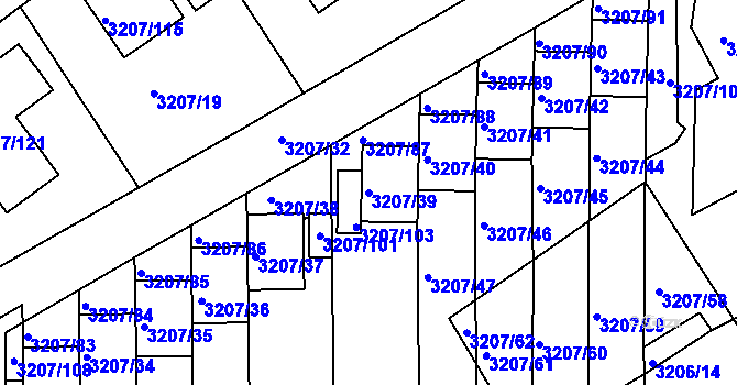 Parcela st. 3207/39 v KÚ Chomutov II, Katastrální mapa
