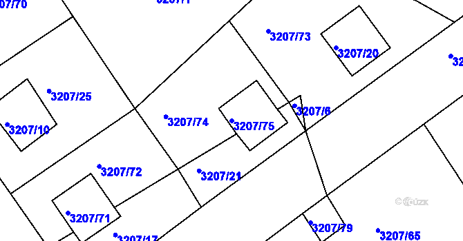 Parcela st. 3207/75 v KÚ Chomutov II, Katastrální mapa