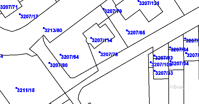 Parcela st. 3207/78 v KÚ Chomutov II, Katastrální mapa