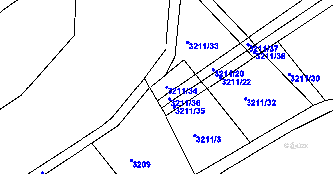 Parcela st. 3211/34 v KÚ Chomutov II, Katastrální mapa