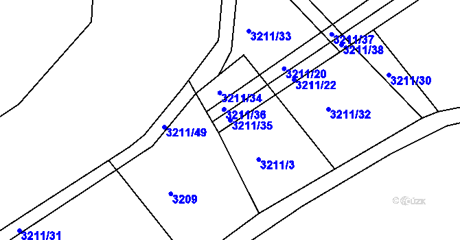 Parcela st. 3211/35 v KÚ Chomutov II, Katastrální mapa