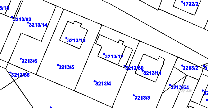 Parcela st. 3213/12 v KÚ Chomutov II, Katastrální mapa