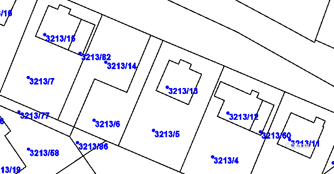 Parcela st. 3213/13 v KÚ Chomutov II, Katastrální mapa