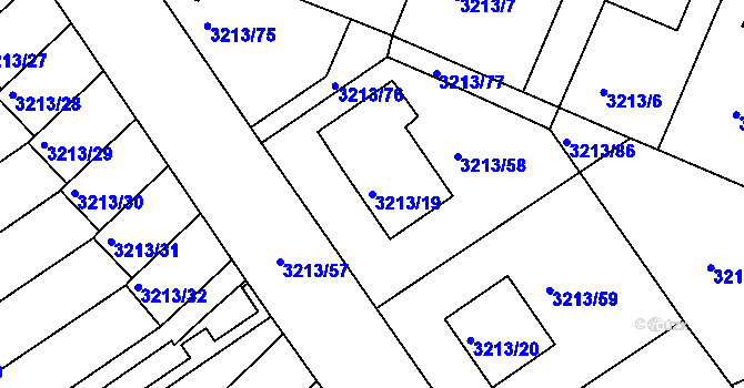 Parcela st. 3213/19 v KÚ Chomutov II, Katastrální mapa