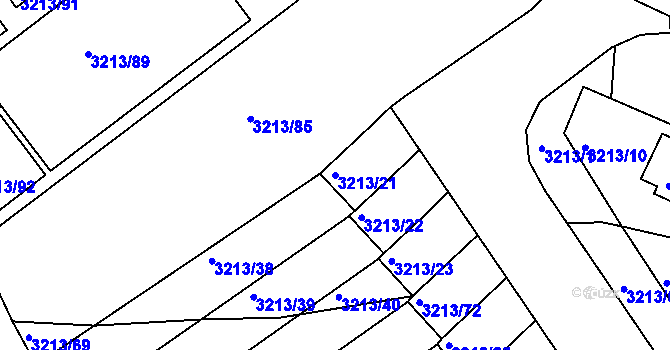 Parcela st. 3213/21 v KÚ Chomutov II, Katastrální mapa