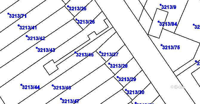 Parcela st. 3213/27 v KÚ Chomutov II, Katastrální mapa