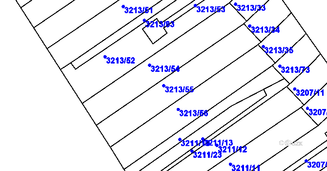 Parcela st. 3213/55 v KÚ Chomutov II, Katastrální mapa