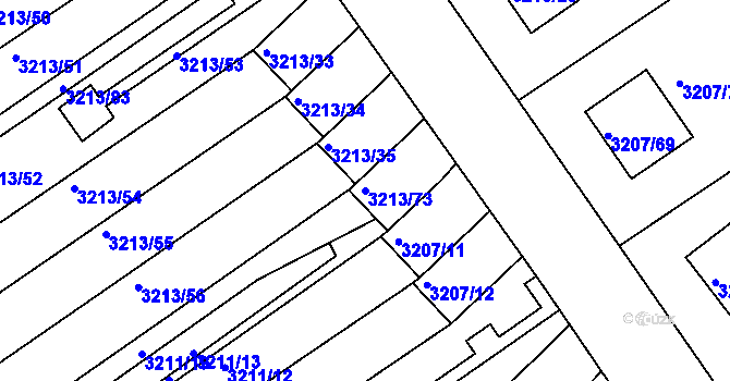Parcela st. 3213/73 v KÚ Chomutov II, Katastrální mapa