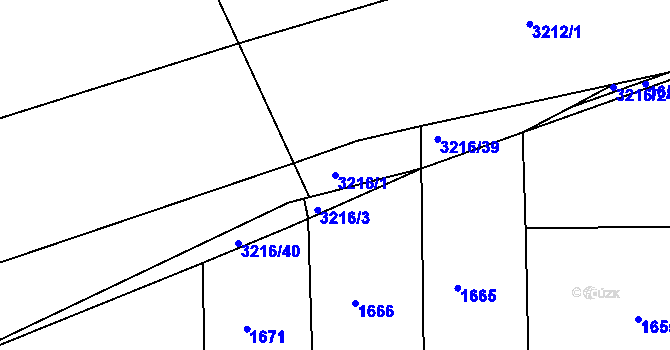 Parcela st. 3216/1 v KÚ Chomutov II, Katastrální mapa