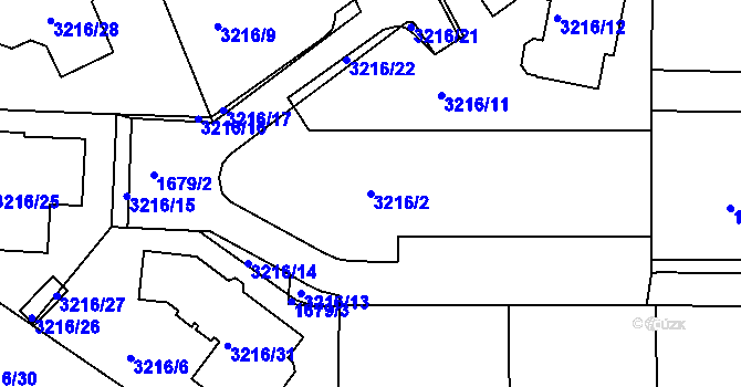 Parcela st. 3216/2 v KÚ Chomutov II, Katastrální mapa