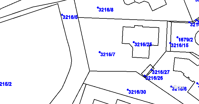 Parcela st. 3216/7 v KÚ Chomutov II, Katastrální mapa