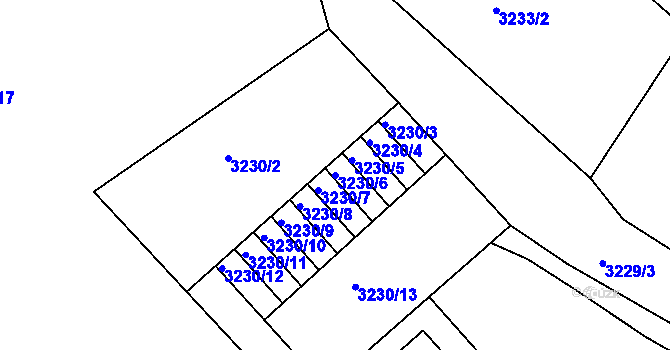 Parcela st. 3230/6 v KÚ Chomutov II, Katastrální mapa