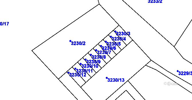 Parcela st. 3230/7 v KÚ Chomutov II, Katastrální mapa