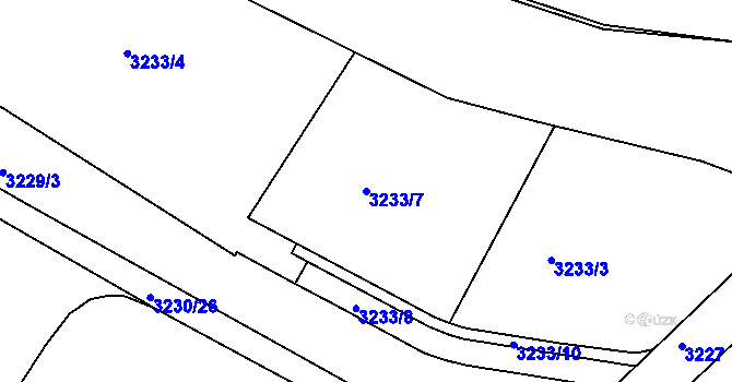 Parcela st. 3233/7 v KÚ Chomutov II, Katastrální mapa
