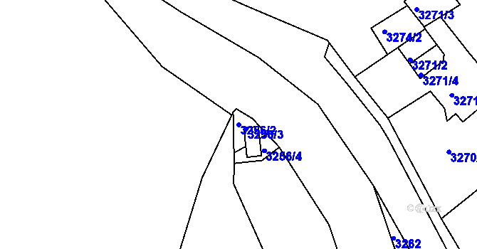 Parcela st. 3256/2 v KÚ Chomutov II, Katastrální mapa
