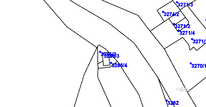 Parcela st. 3256/3 v KÚ Chomutov II, Katastrální mapa