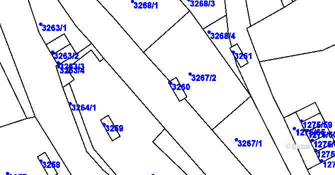 Parcela st. 3260 v KÚ Chomutov II, Katastrální mapa