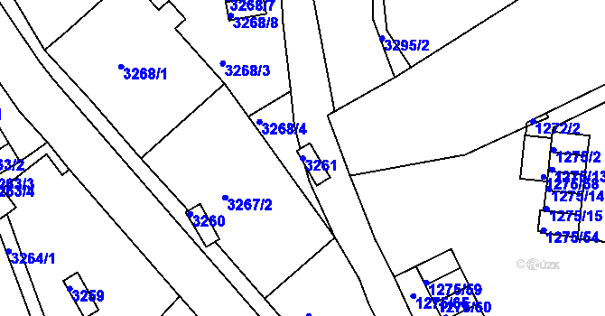 Parcela st. 3261 v KÚ Chomutov II, Katastrální mapa