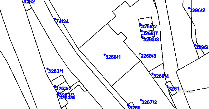 Parcela st. 3268/1 v KÚ Chomutov II, Katastrální mapa