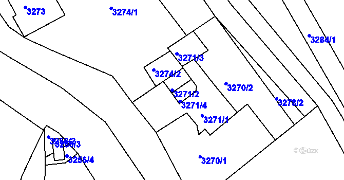 Parcela st. 3271/2 v KÚ Chomutov II, Katastrální mapa