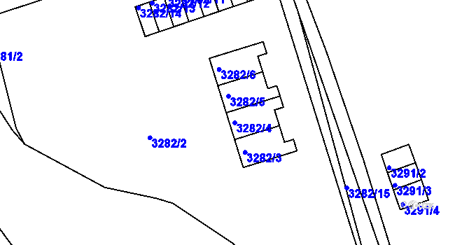 Parcela st. 3282/4 v KÚ Chomutov II, Katastrální mapa