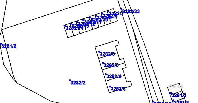 Parcela st. 3282/6 v KÚ Chomutov II, Katastrální mapa