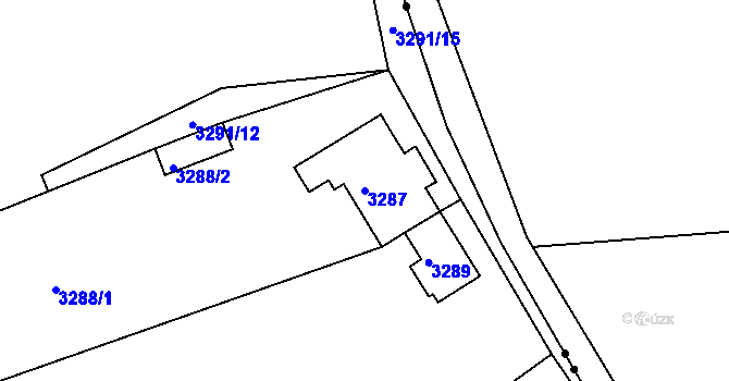 Parcela st. 3287 v KÚ Chomutov II, Katastrální mapa